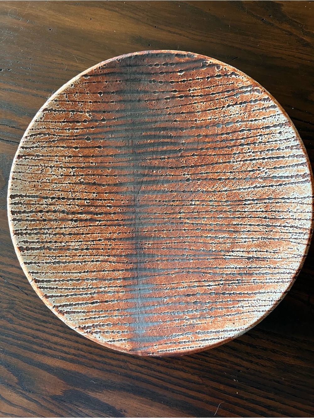 NEVER USED JOE SINGEWALD STONEWARE HAND THROWN DINNER PLATE!